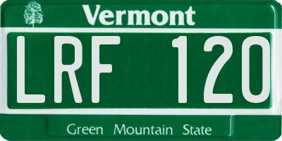 VT license plate LRF120