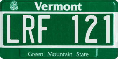 VT license plate LRF121