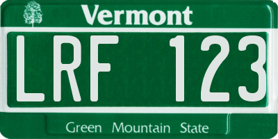 VT license plate LRF123