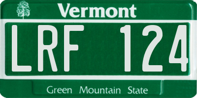 VT license plate LRF124
