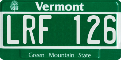 VT license plate LRF126