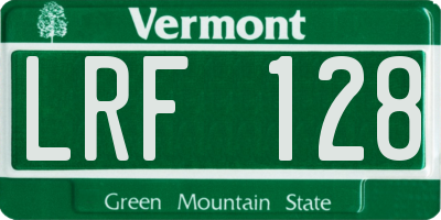 VT license plate LRF128
