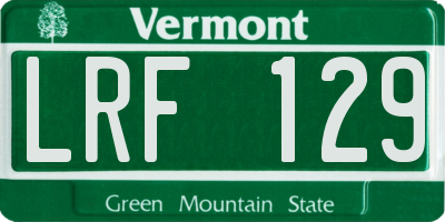 VT license plate LRF129