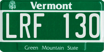 VT license plate LRF130