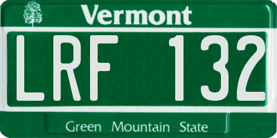 VT license plate LRF132