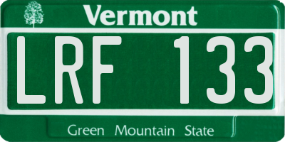 VT license plate LRF133