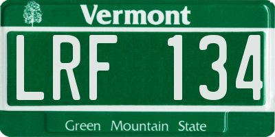 VT license plate LRF134