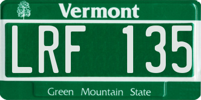 VT license plate LRF135