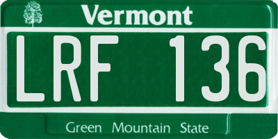 VT license plate LRF136