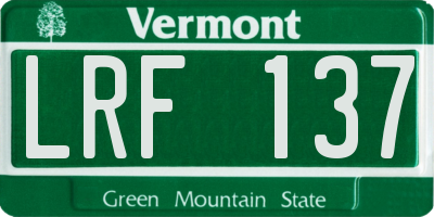 VT license plate LRF137