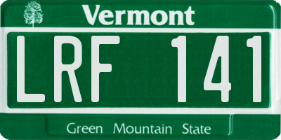 VT license plate LRF141