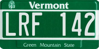 VT license plate LRF142