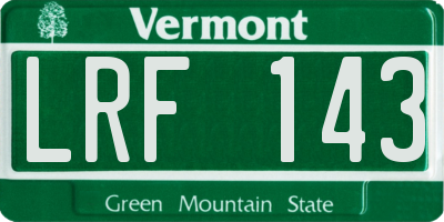 VT license plate LRF143