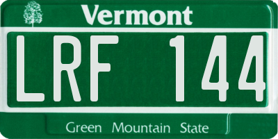 VT license plate LRF144