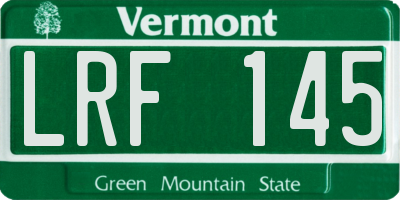 VT license plate LRF145