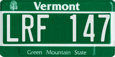 VT license plate LRF147