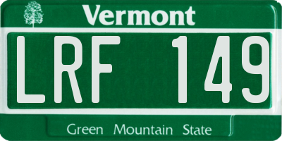 VT license plate LRF149