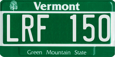 VT license plate LRF150