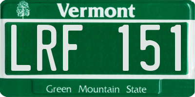 VT license plate LRF151