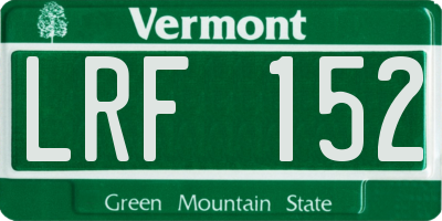 VT license plate LRF152