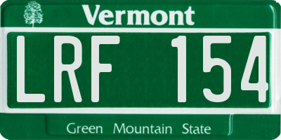 VT license plate LRF154