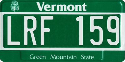 VT license plate LRF159