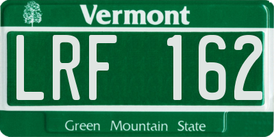 VT license plate LRF162