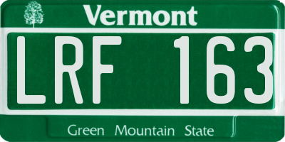 VT license plate LRF163