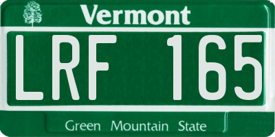 VT license plate LRF165