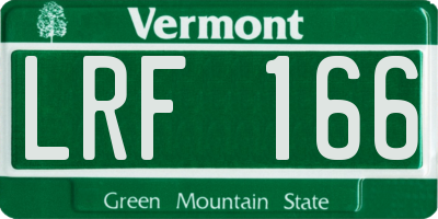 VT license plate LRF166
