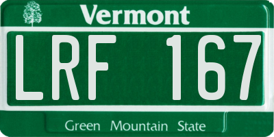 VT license plate LRF167