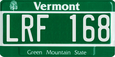 VT license plate LRF168
