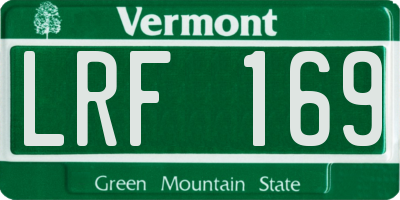 VT license plate LRF169