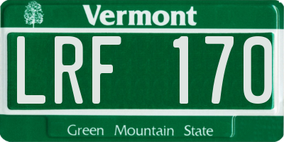 VT license plate LRF170