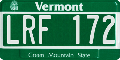 VT license plate LRF172