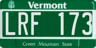 VT license plate LRF173