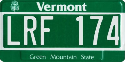 VT license plate LRF174