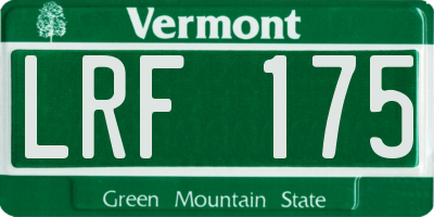 VT license plate LRF175