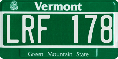 VT license plate LRF178