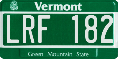 VT license plate LRF182