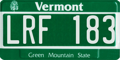 VT license plate LRF183