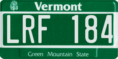 VT license plate LRF184
