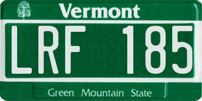 VT license plate LRF185