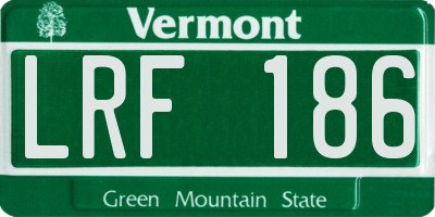VT license plate LRF186