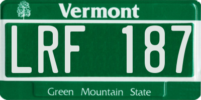 VT license plate LRF187