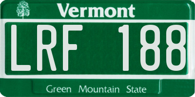 VT license plate LRF188