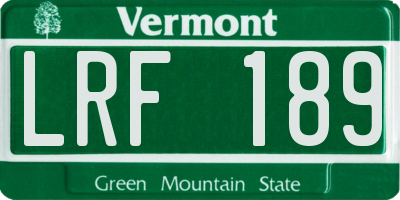 VT license plate LRF189