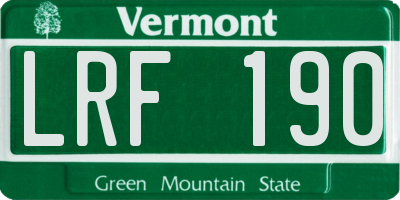 VT license plate LRF190