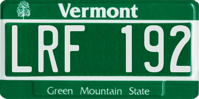 VT license plate LRF192