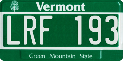 VT license plate LRF193